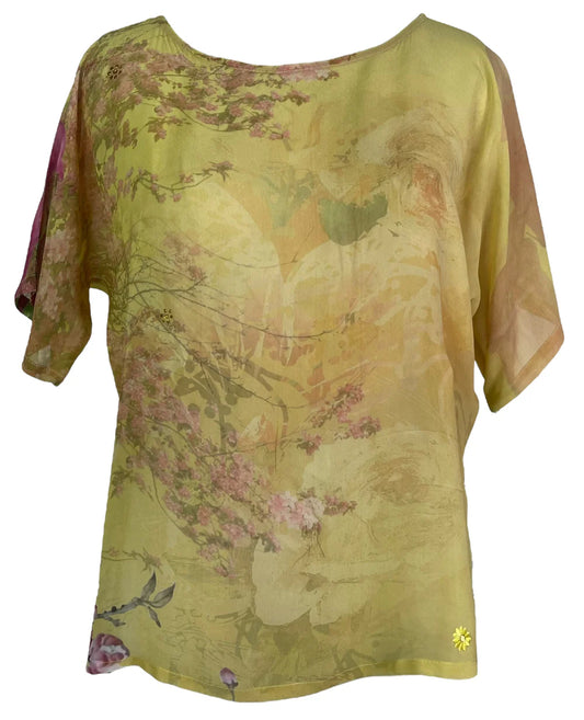 Yellow Silk Side Slit Top