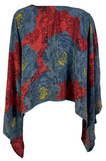 Load image into Gallery viewer, BLUE FLOWER SILK KIMONO SLEEVED TOP