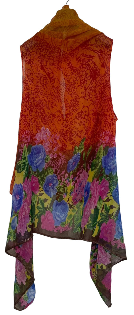 Sunset Flowers Silk Versatile Vest
