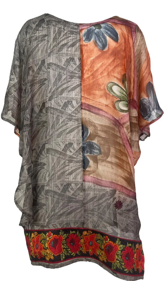Brush Strokes Silk Waterfall Top