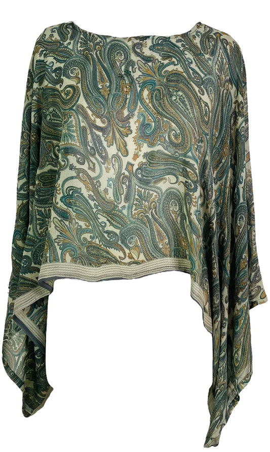 Pure Silk Kimono-Sleeved Top