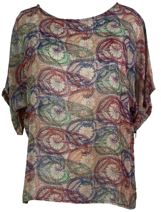 Spiral Graph Silk Side Slit Top