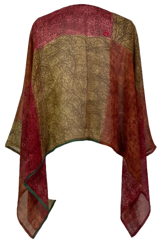 SWIRL SILK CAPELET PONCHO
