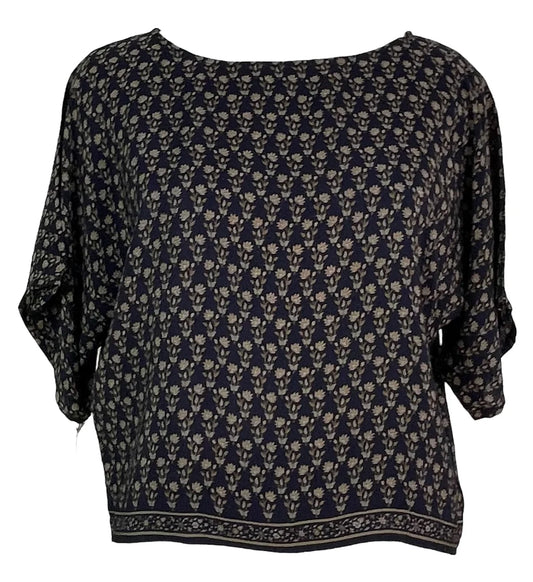 Small flower silk boxy top