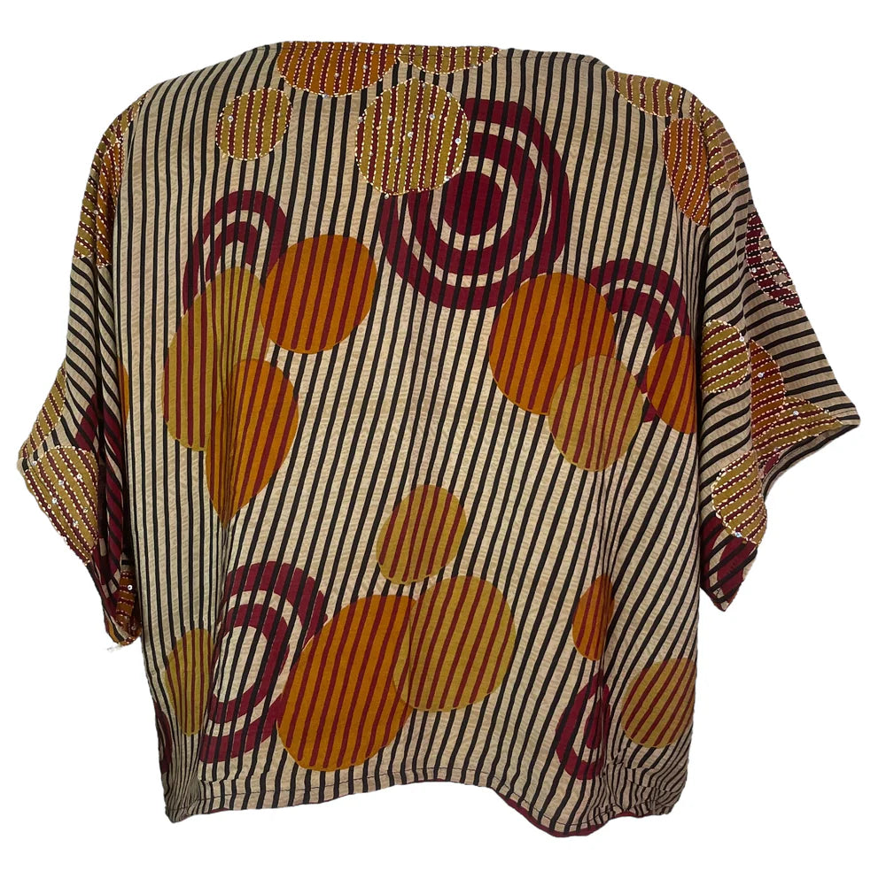 Dots and stripes silk boxy top