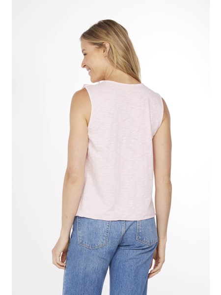 Flounce Neckline Sleeveless Tee
