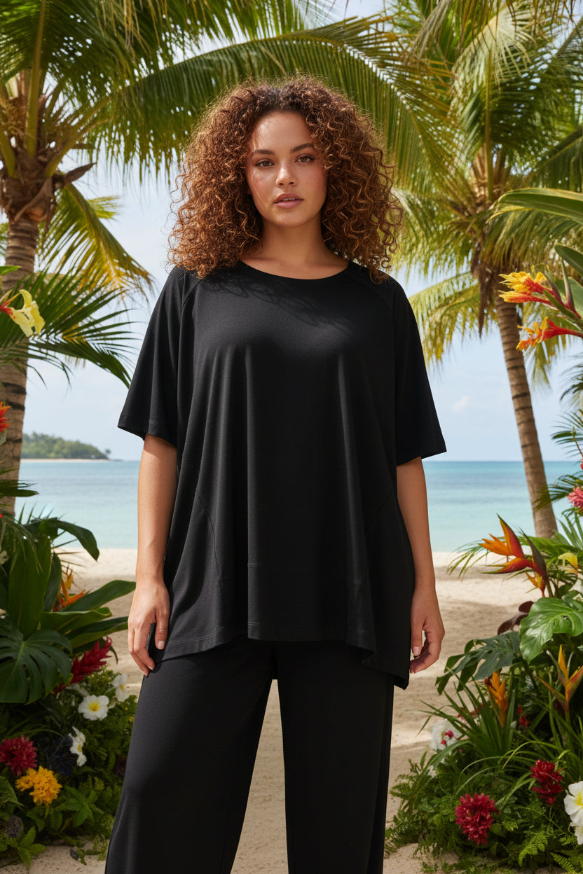 raglan sleeve top loose hem and aline