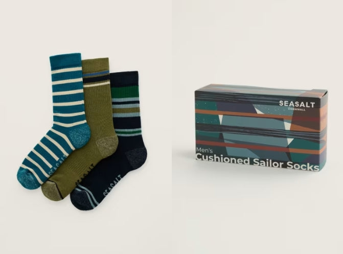 Gift Box of 3 Mens Seasalt Socks - Cotton Cushioned