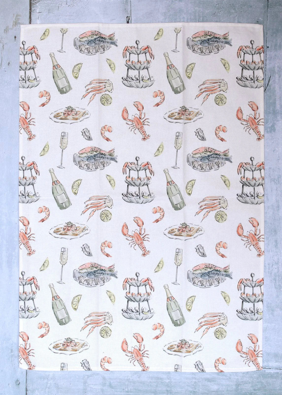 Fruits de Mer et Champagne - Cotton Tea Towel - Suttles & Seawinds