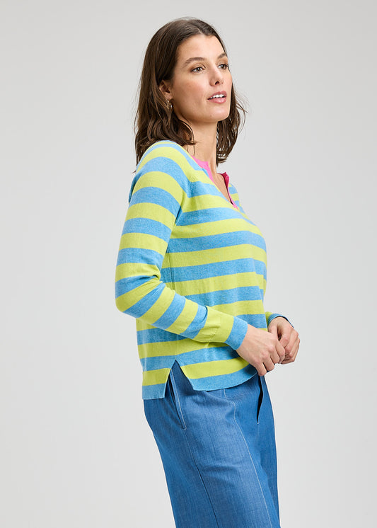 STRIPE LONG SLEEVE HENLEY