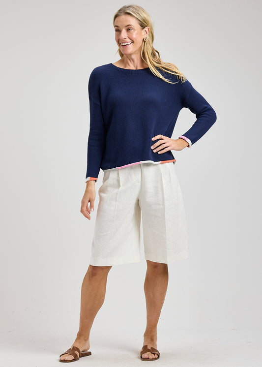 CONTRAST HEM SWEATER