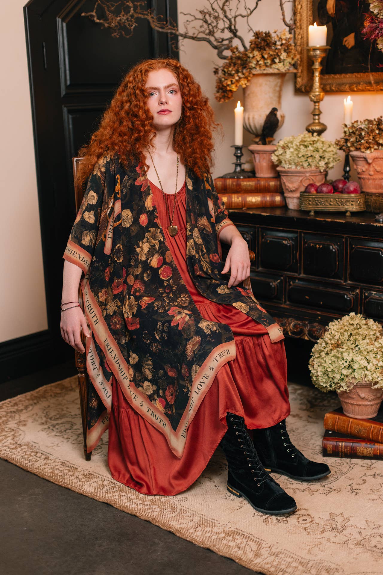 Heart of Gold Goddess Starduster Kimono w/ Sacred Heart - Suttles & Seawinds