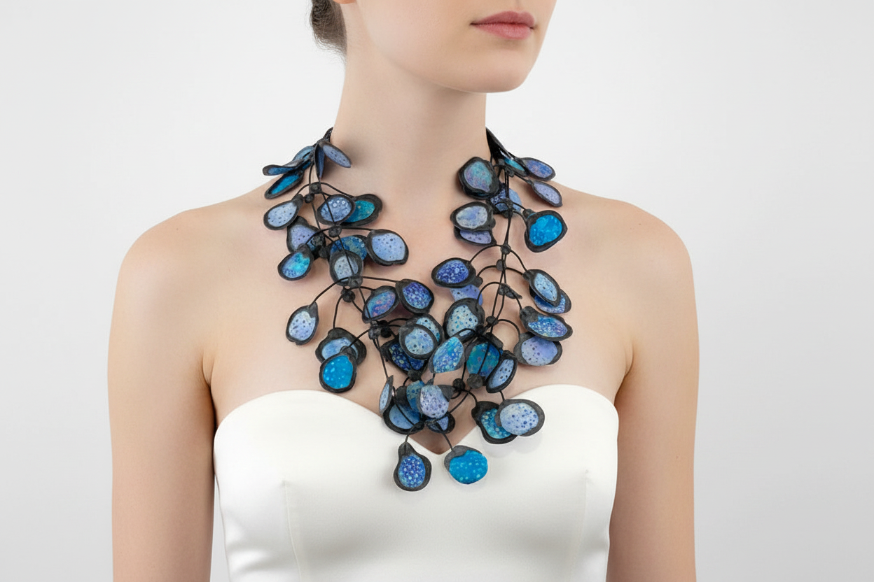 Batik Fabric & Rubber Necklace