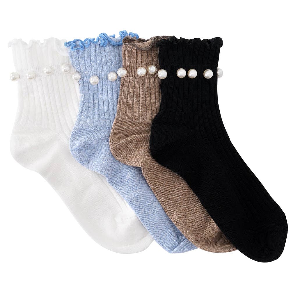 Frill Pearl Embellished socks - Suttles & Seawinds