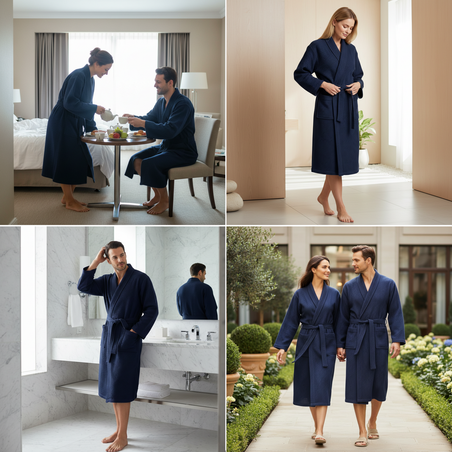 Waffle Cotton Bathrobe – 280 GSM Unisex Robe - Suttles & Seawinds