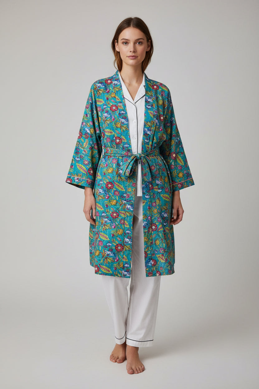 Mid Length Cotton Print Robe - Suttles & Seawinds