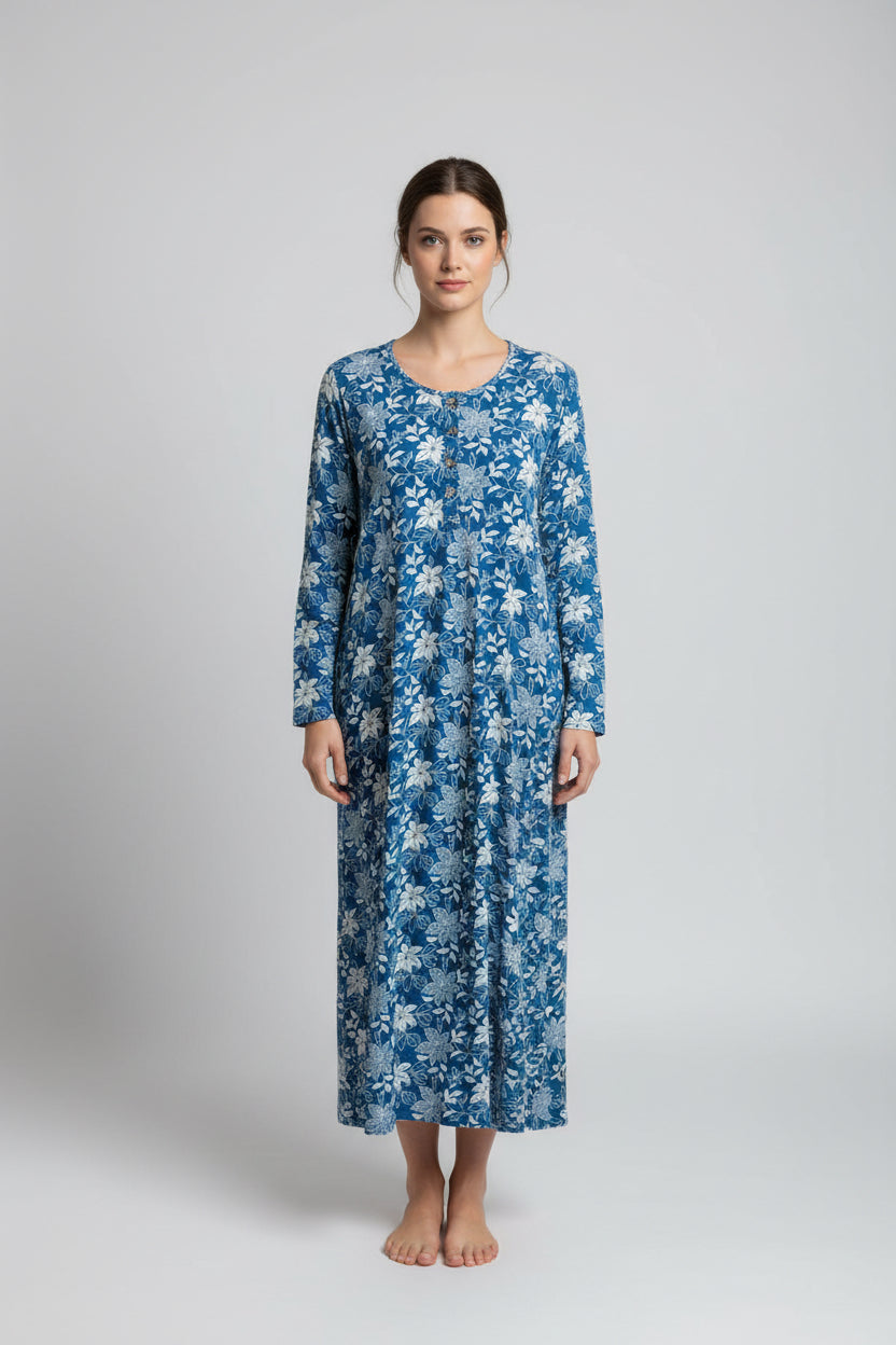 Long Bagru Style Cotton Print Nightshirt - Suttles & Seawinds