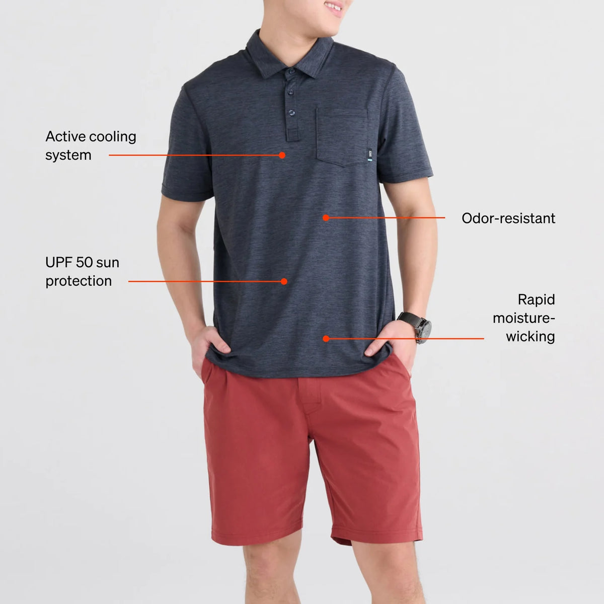 SAXX - DROP TEMP COOLING SUMMER POLO TOP