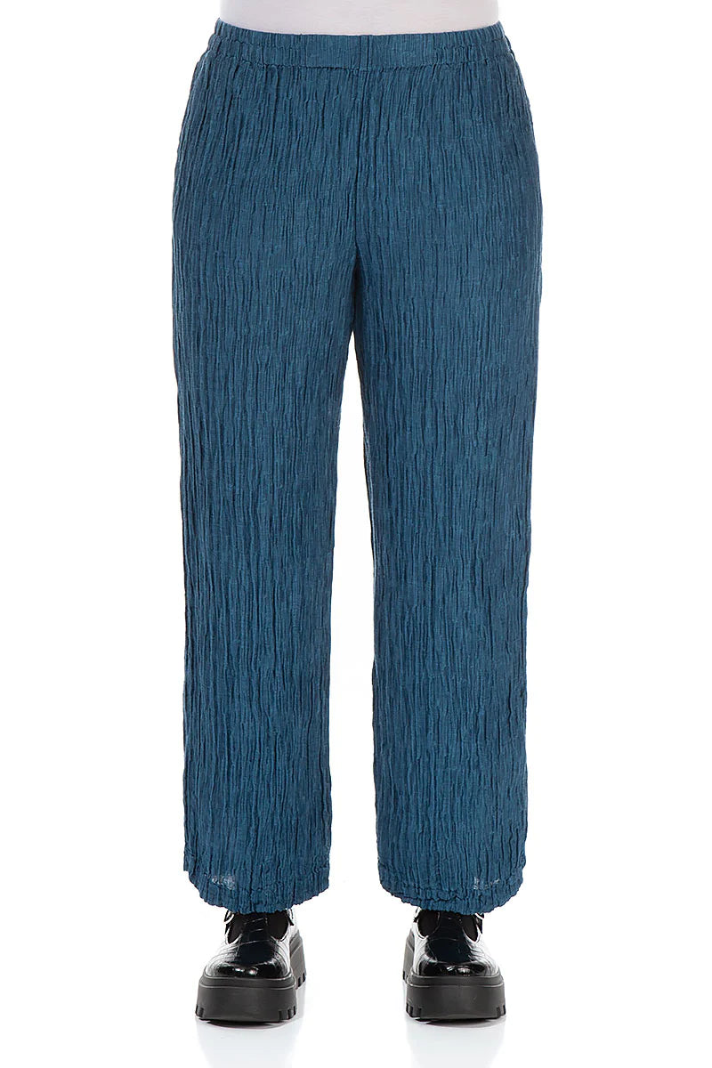 GRIZAS - STRAIGHT LEG SILK & LINEN CRINKLE PANT