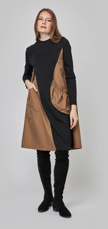 UCHUU-TWO-TONE ROUND NECK DRESS