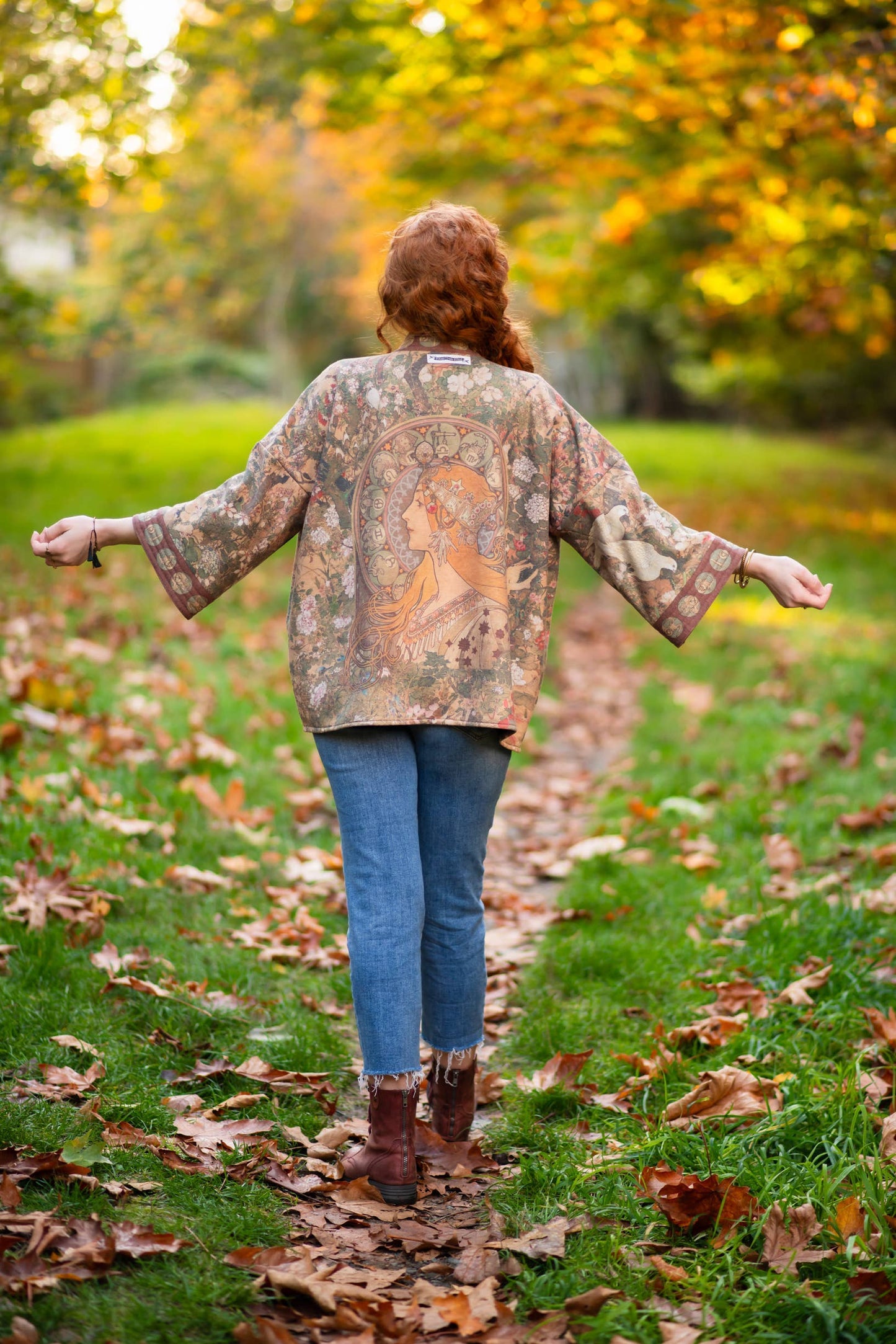 Dream Weaver Fleece Cottage Cardigan Kimono Jacket w/ Zodiac - Suttles & Seawinds