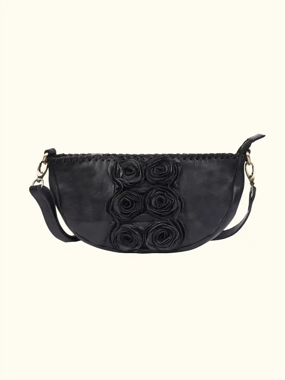 Sluce Washed Leather Rose adorned Handbag