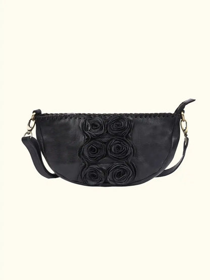 Sluce Washed Leather Rose adorned Handbag