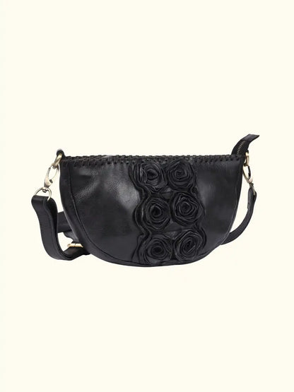 Sluce Washed Leather Rose adorned Handbag