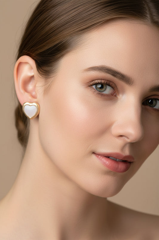 ROSE QUARTZ HEART STUD EARRINGS