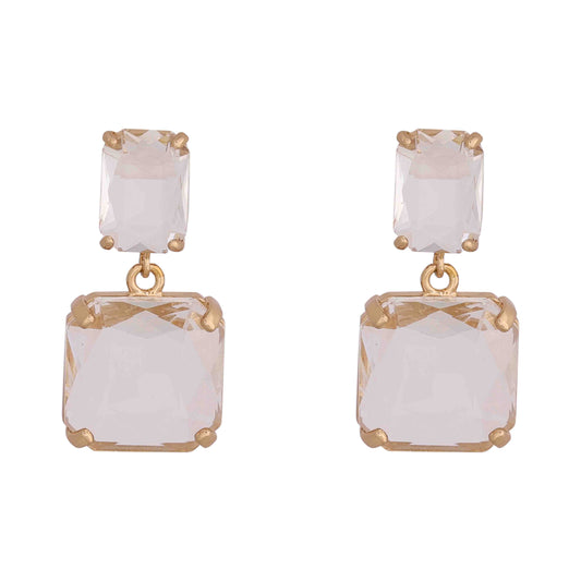 MERX -  DOUBLE CRYSTAL SQUARE  DROP EARRING