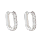Load image into Gallery viewer, MERX - EARRING SHINY OBLONG HOOP GOLD  WITH ENCRUSTED CRYSTALS
