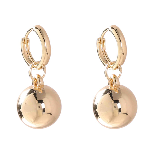 MERX - HOOP EARRING SHINY GOLD BALL DROP
