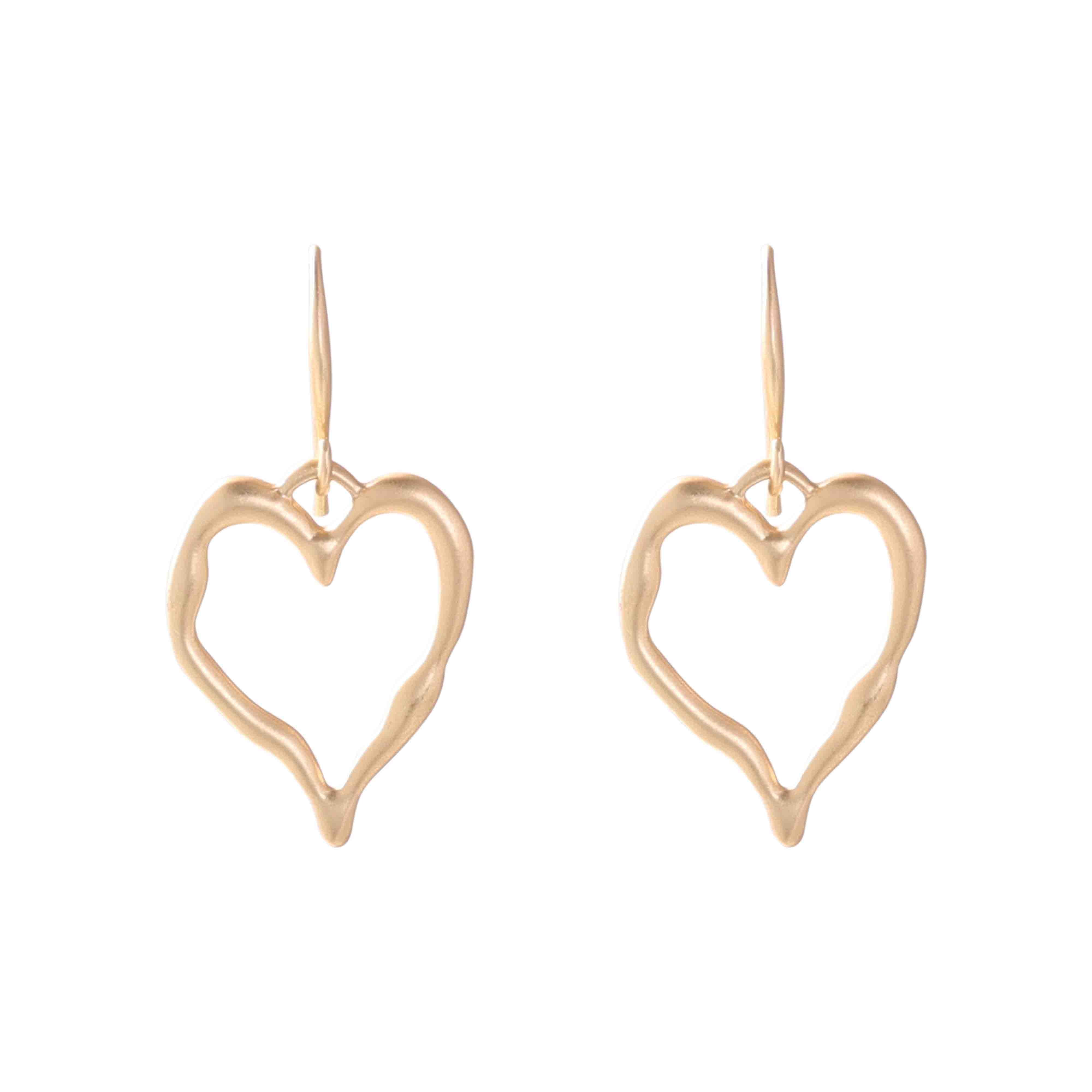 MERX - EARRING MATT MELTING HEART GOLD FISH HOOK CLASP