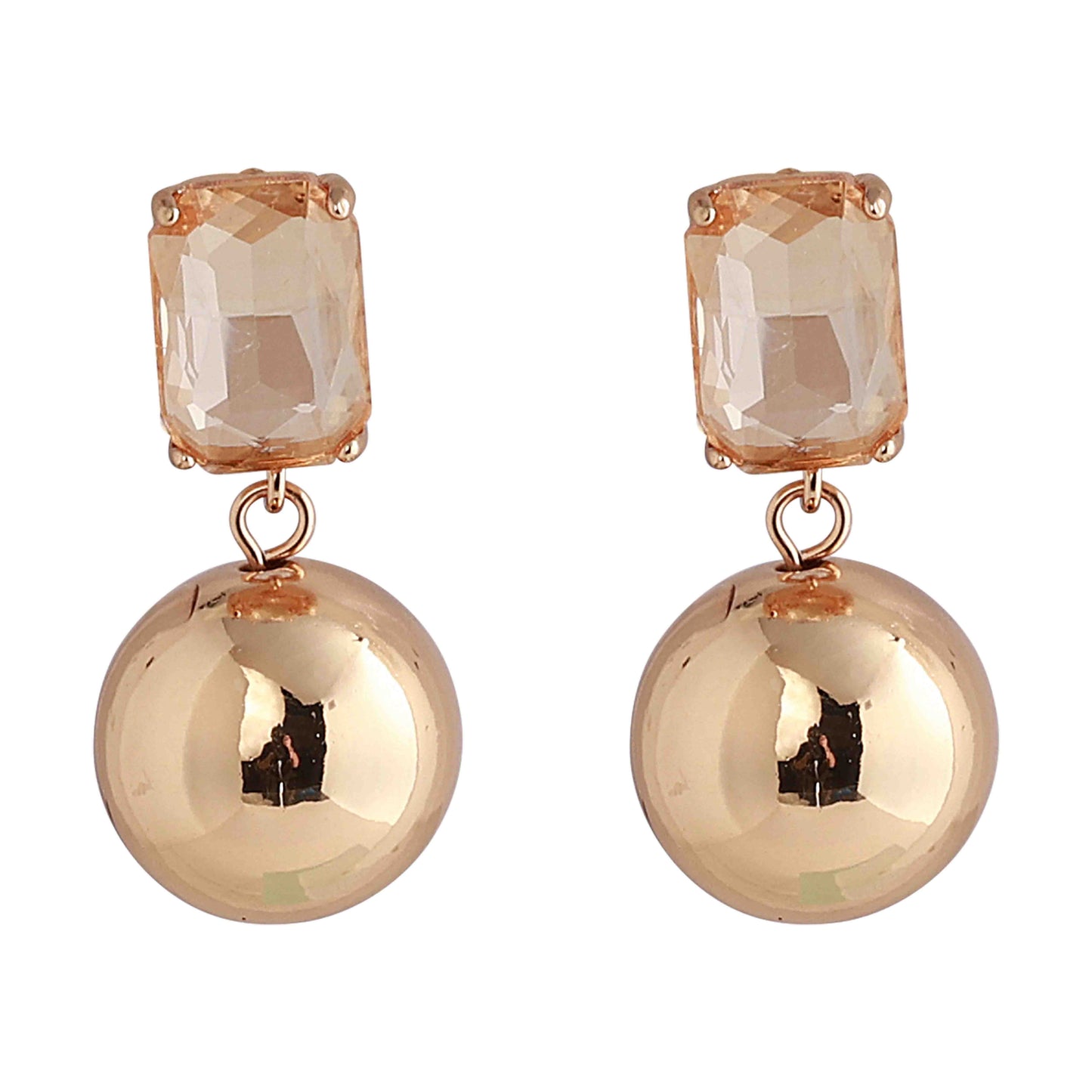 MERX - EARRING GOLD CHAMPAGNE CRYSTAL BALL DROP