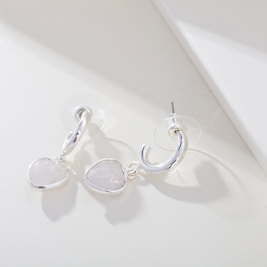 HEART OPALINE CRYSTAL DROP EARRING