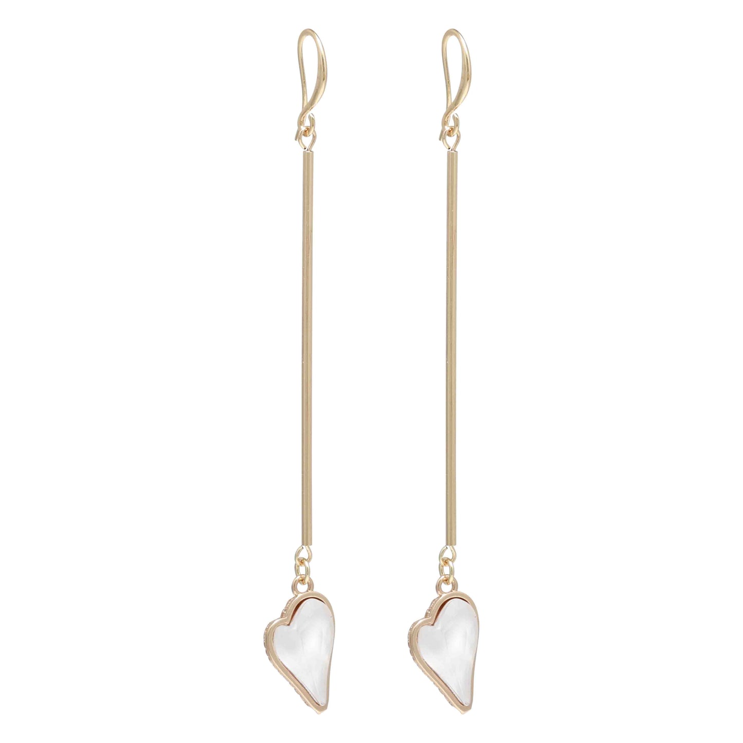 MERX - CHAIN EARRING GOLD WITH WHITE&nbsp; MOTHER OF PEARL HEART DROP