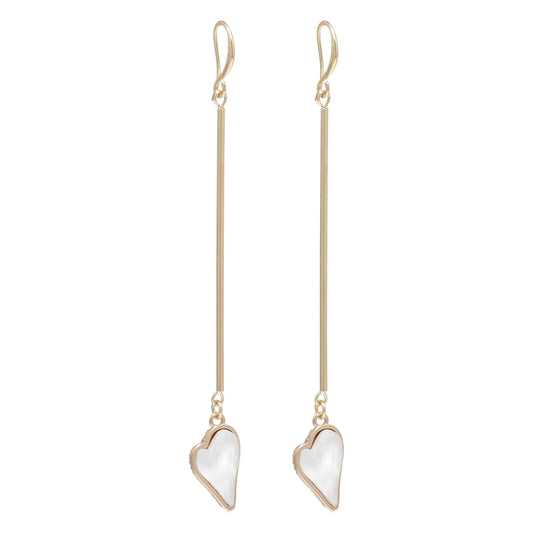 MERX - CHAIN EARRING GOLD WITH WHITE&nbsp; MOTHER OF PEARL HEART DROP