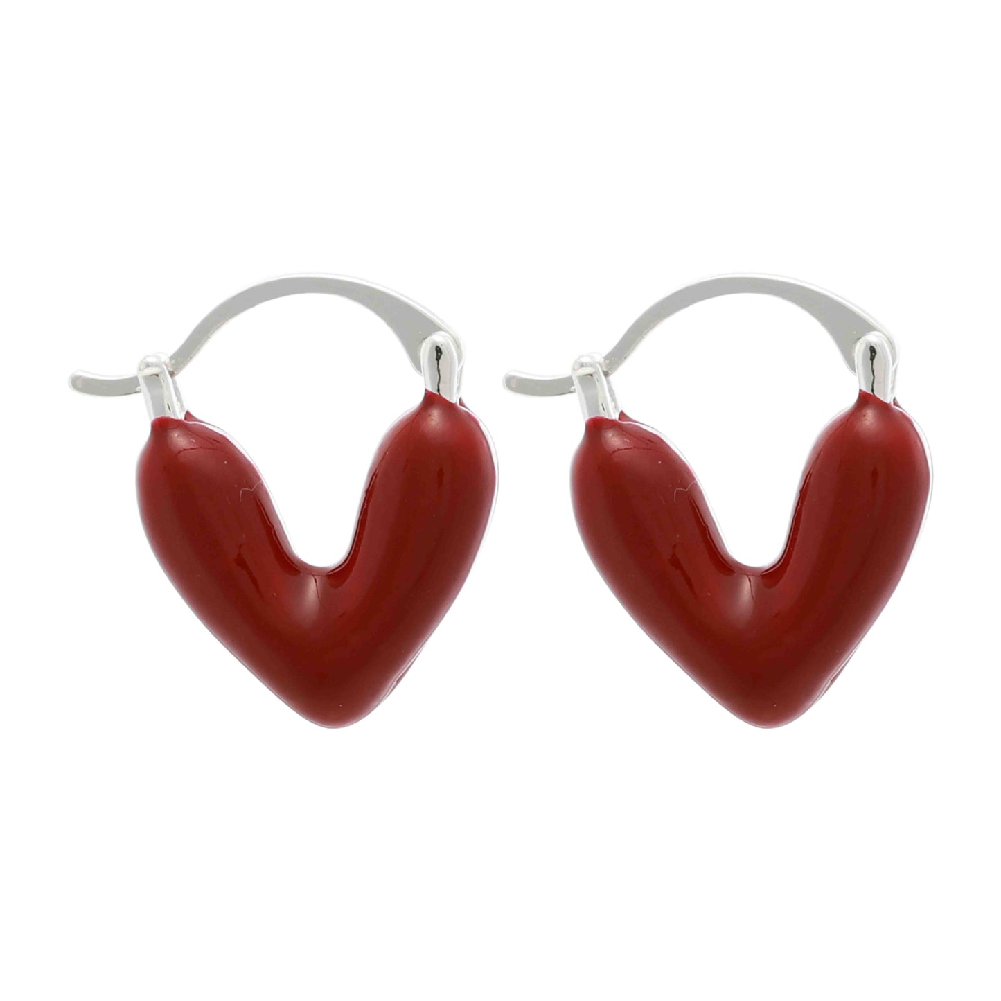 MERX - EARRING SHINY SILVER HOOK &amp; RED FOIL