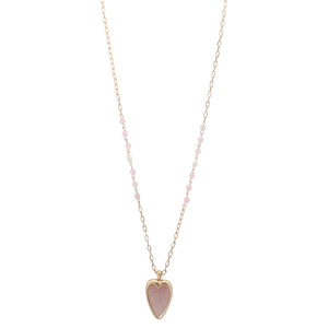 MERX -  ROSE QUARTZ  HEART & CHAIN NECKLACE