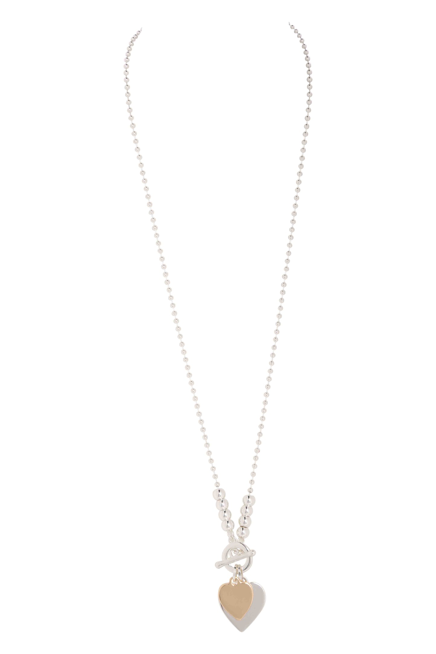 MERX - NECKLACE GOLD MINI HEART/SILVER T BAR