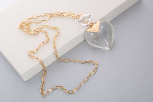 MERX - SILVER CHAIN CRYSTAL HEART NECKLACE