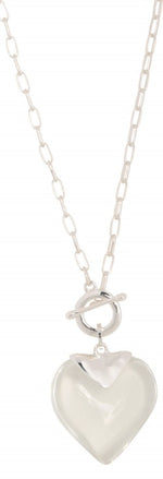 Load image into Gallery viewer, MERX - SILVER CHAIN CRYSTAL HEART NECKLACE
