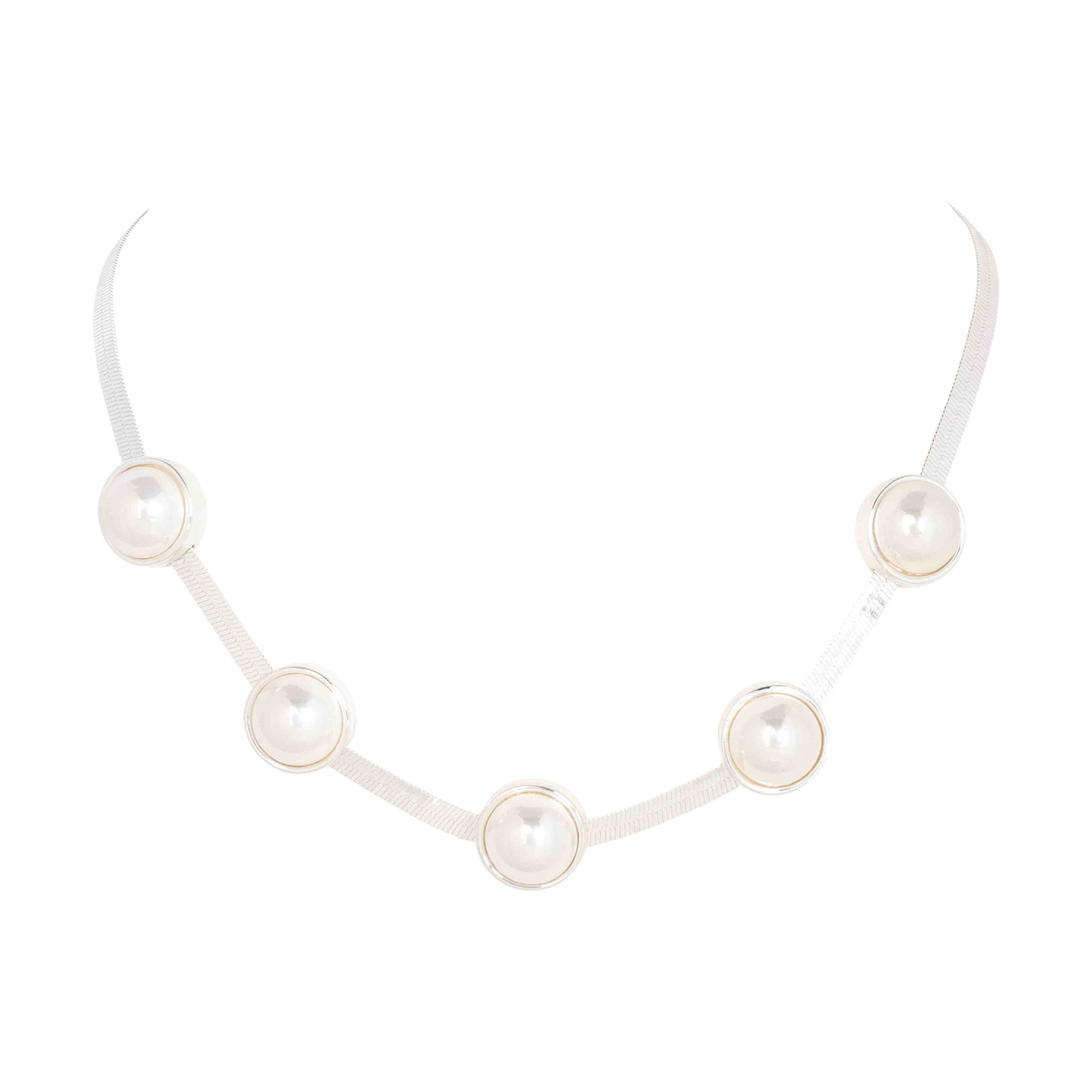 MERX -  GLASS PEARL & FLAT CHAIN NECKLACE