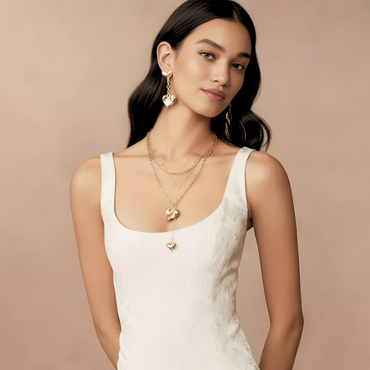 MULTI CHAIN WITH DOUBLE HEART DROP