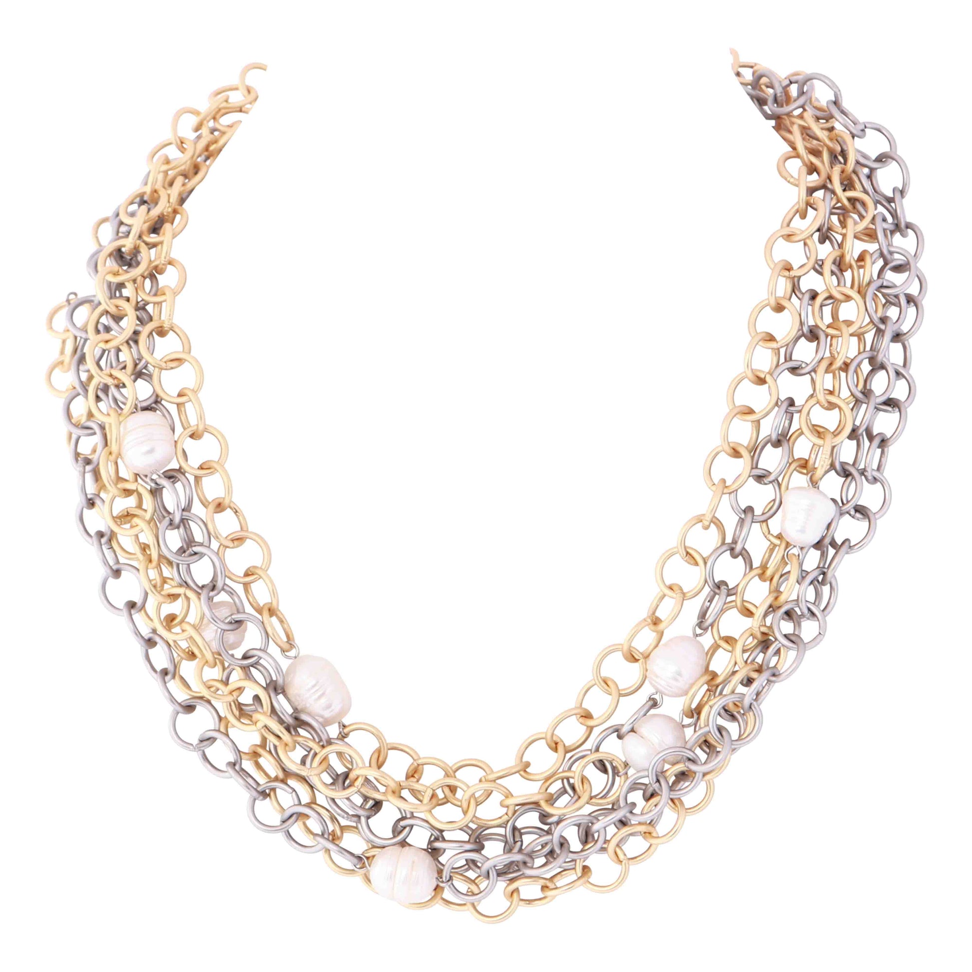 Chain Necklace Matt W/pearls - Suttles & Seawinds