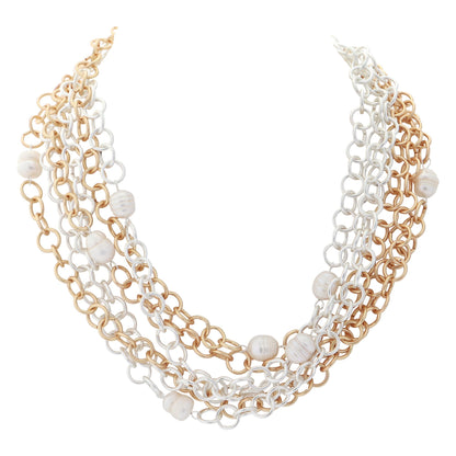 Chain Necklace Matt W/pearls - Suttles & Seawinds