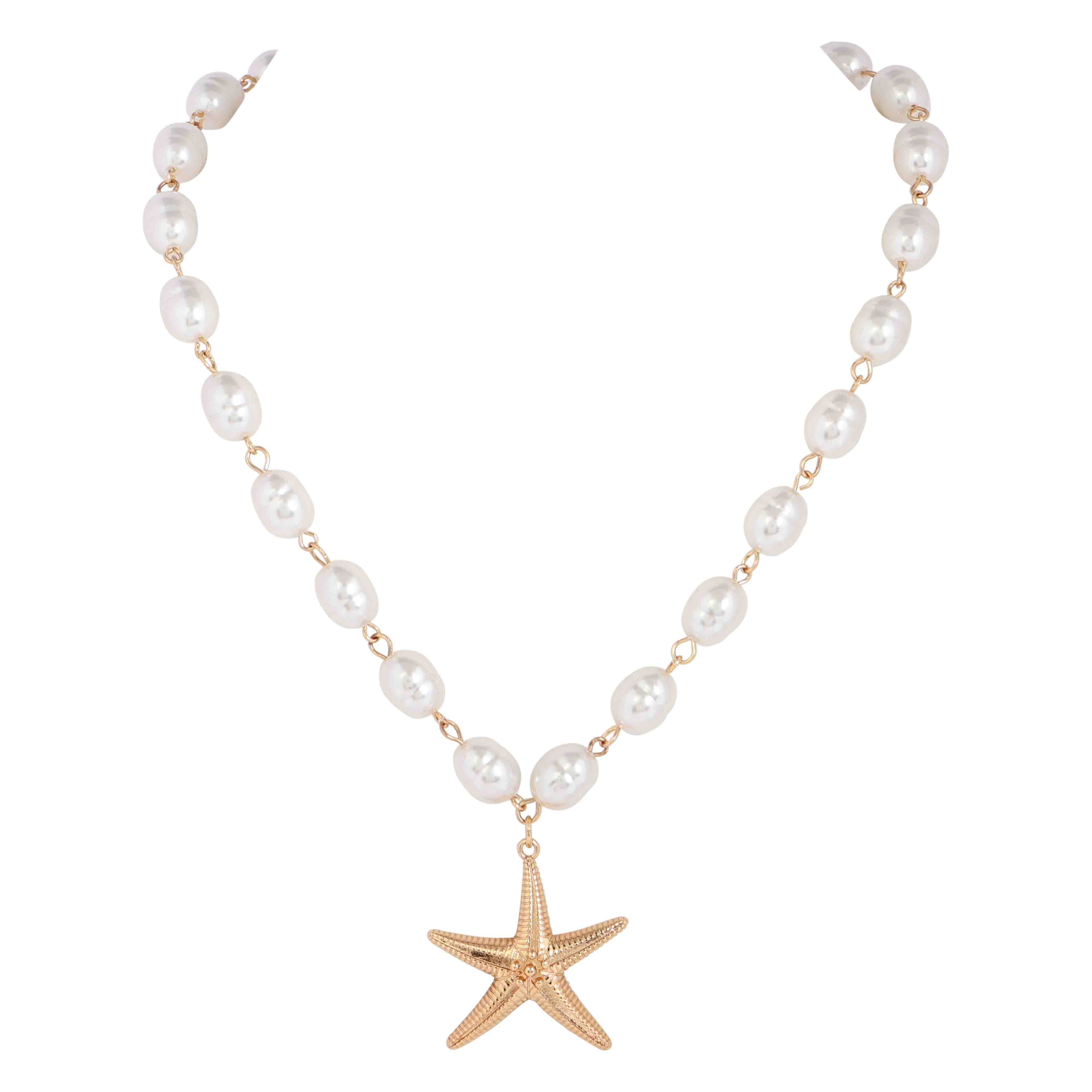 MERX -  STARFISH DROP AND PEARL NECKLACE