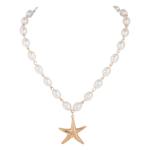 MERX -  STARFISH DROP AND PEARL NECKLACE