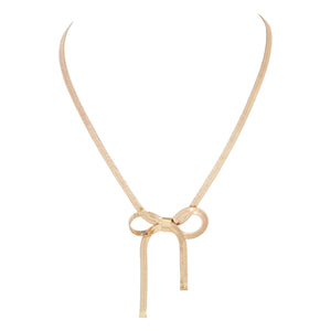 MERX -  BOW FLAT CURB CHAIN SHORT NECKLACE