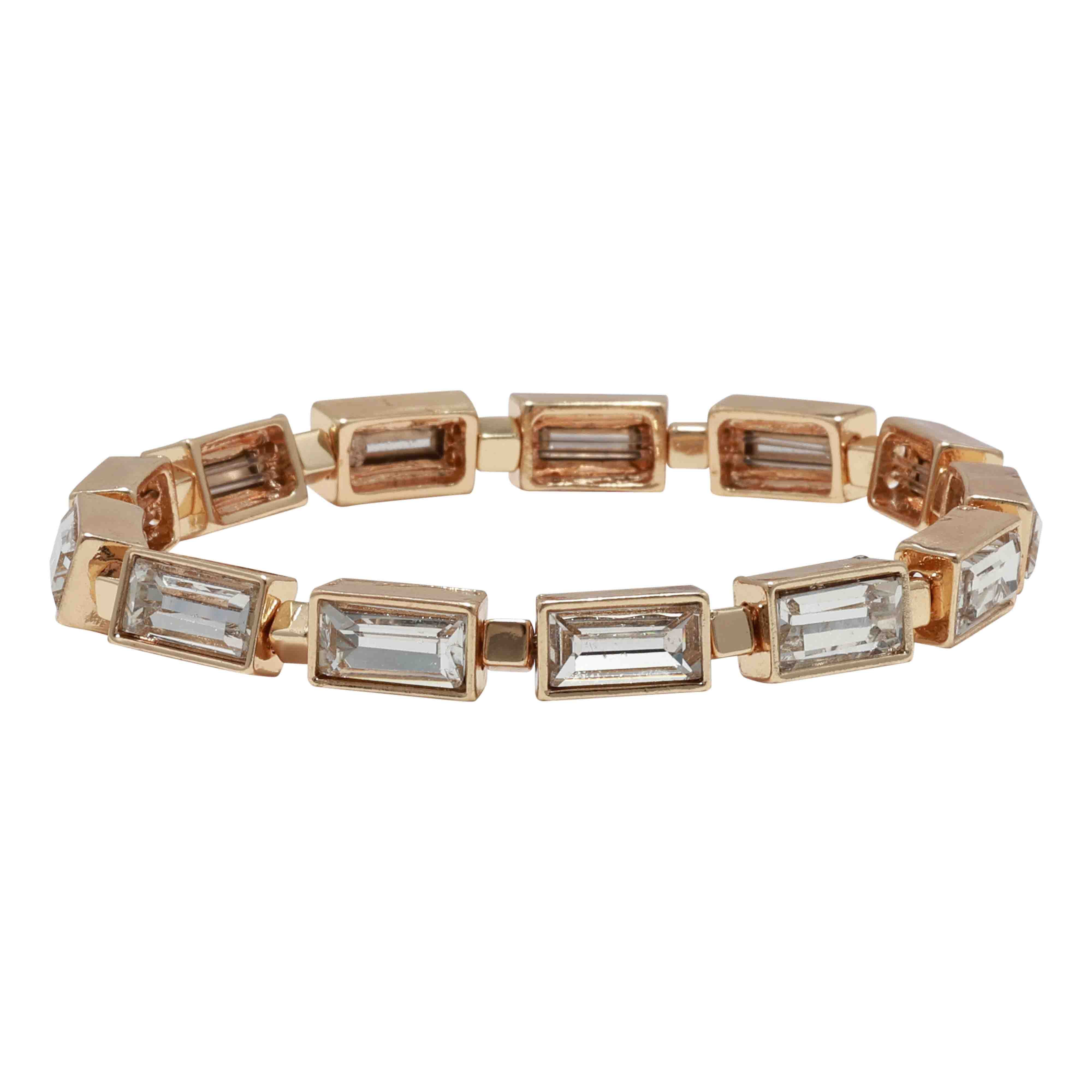MERX - CRYSTAL STRETCH BRACELET SHINY GOLD FINISH